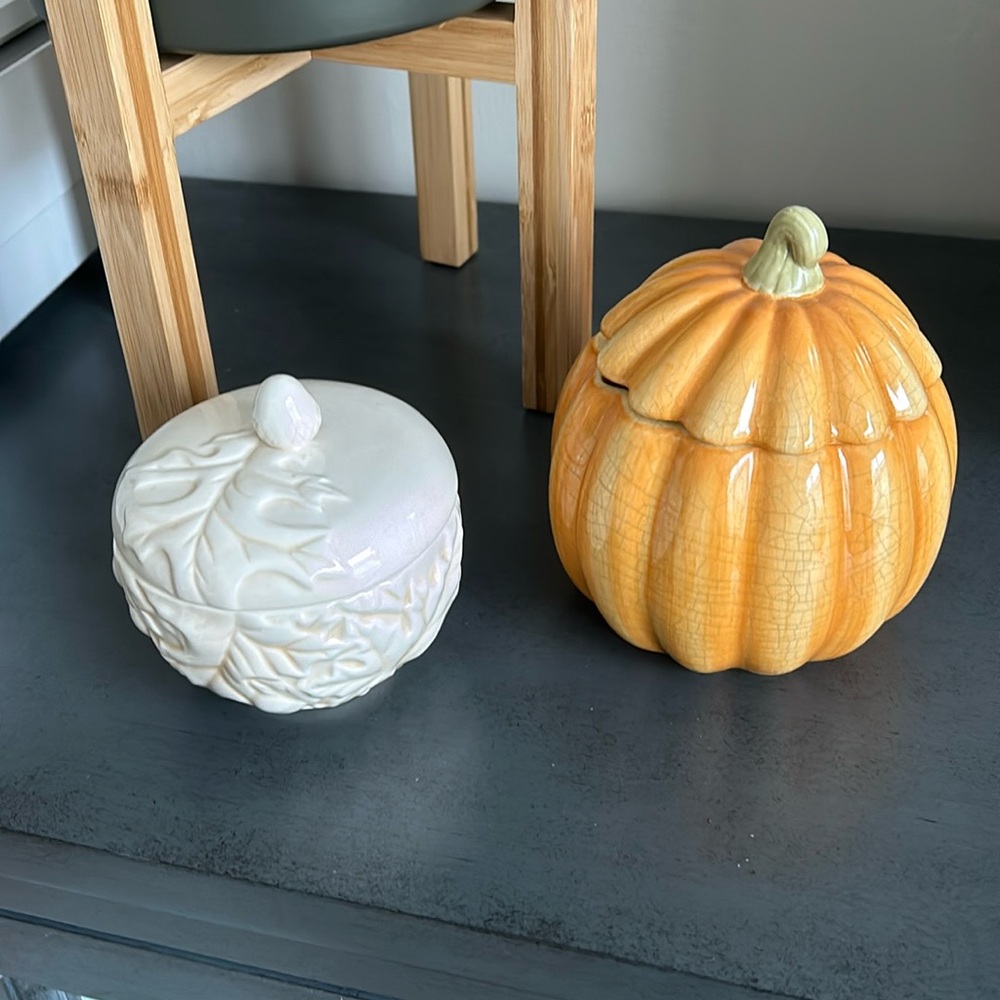 2 fall ceramic candles from Hallmark